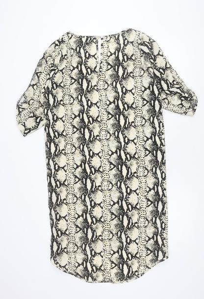 Dancing Leopard Women’s Black Beige Animal Print Shift Dress S