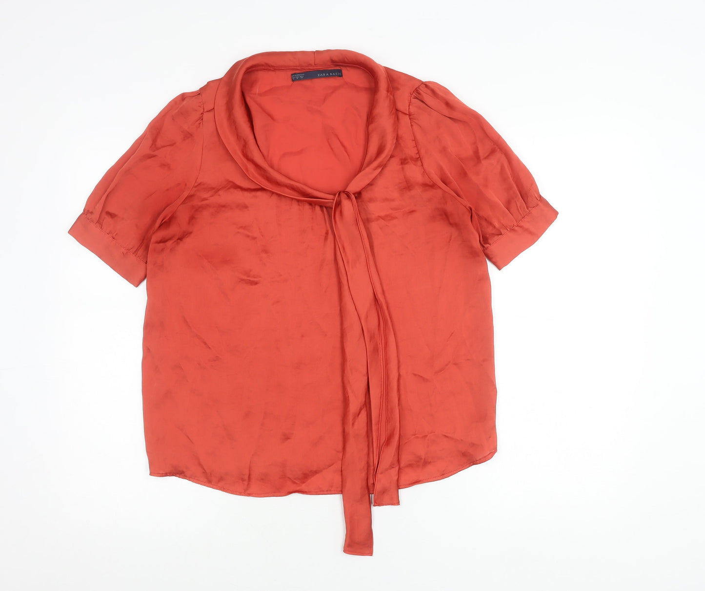 Womens UK Size M Zara Basic Red Basic Blouse