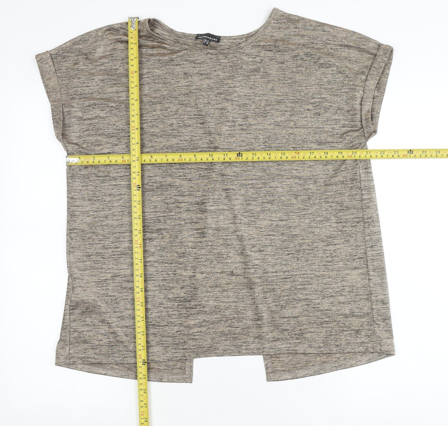 Womens UK Size 14 Warehouse Brown Basic T-Shirt