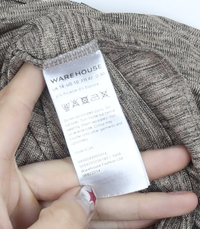 Womens UK Size 14 Warehouse Brown Basic T-Shirt