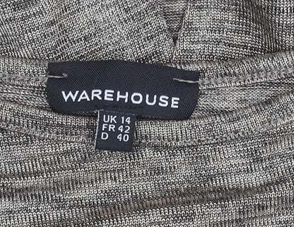 Womens UK Size 14 Warehouse Brown Basic T-Shirt