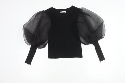 Womens UK Size S Cherry Koko Black Tunic Blouse