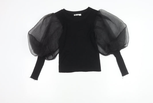 Womens UK Size S Cherry Koko Black Tunic Blouse