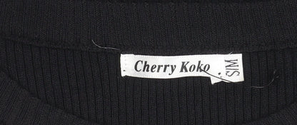 Womens UK Size S Cherry Koko Black Tunic Blouse