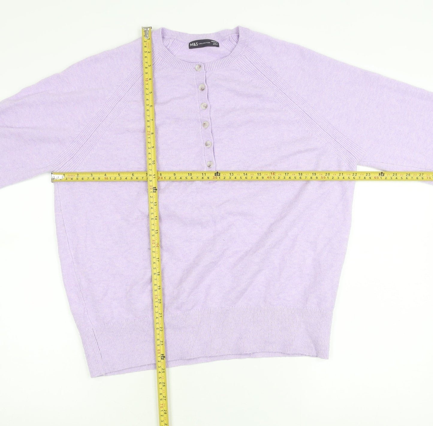 Womens UK Size M Marks and Spencer Purple Henley Jumper