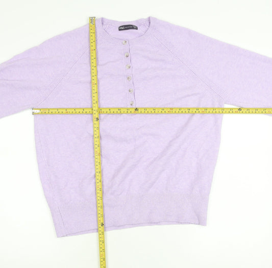 Womens UK Size M Marks and Spencer Purple Henley Jumper