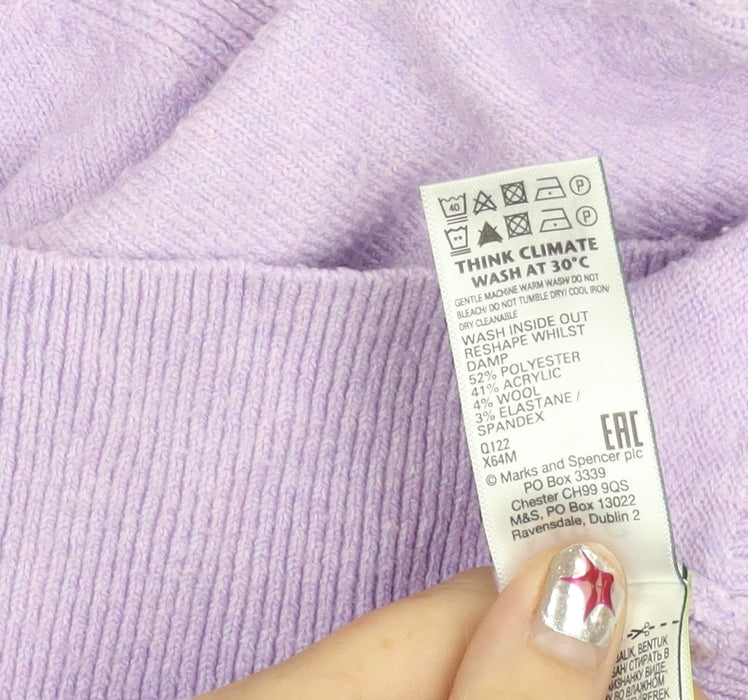 Womens UK Size M Marks and Spencer Purple Henley Jumper