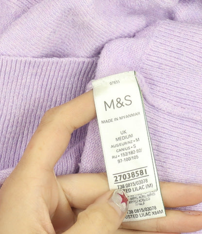 Womens UK Size M Marks and Spencer Purple Henley Jumper