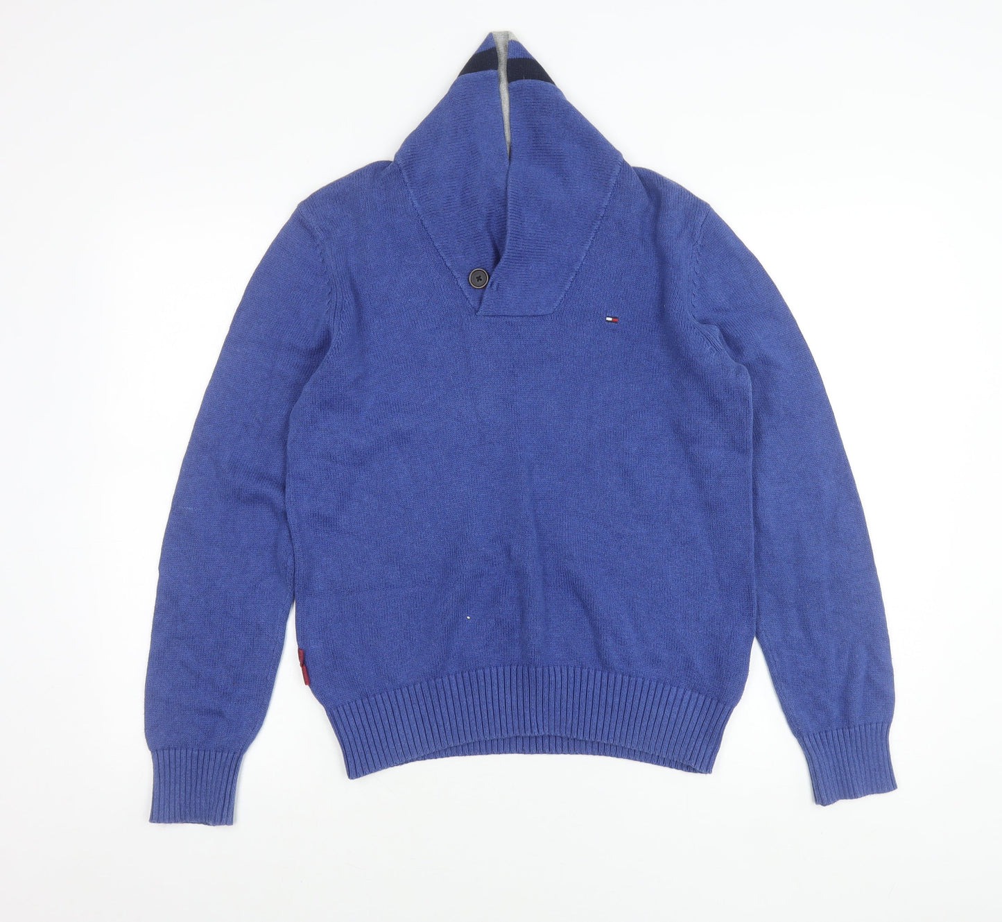 Tommy Hilfiger Men’s Blue Cotton Pullover Jumper S Long Sleeve