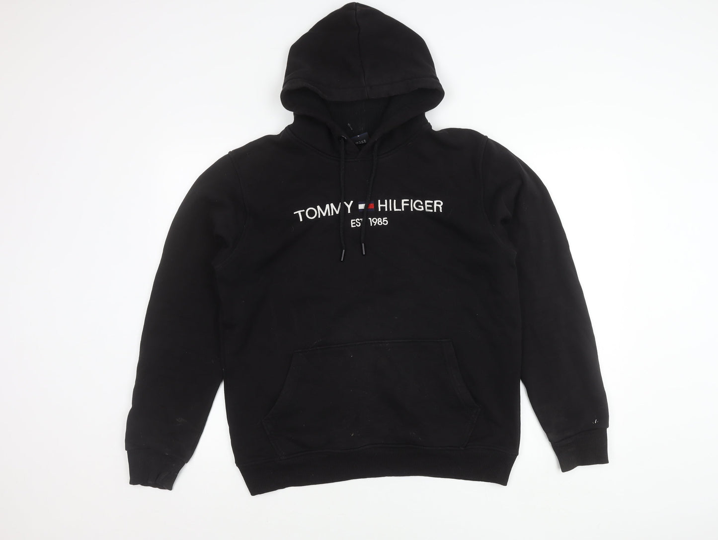 Tommy Hilfiger Men’s Black Pullover Hoodie L Embroidered Logo