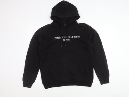 Tommy Hilfiger Men’s Black Pullover Hoodie L Embroidered Logo
