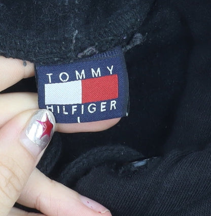 Tommy Hilfiger Men’s Black Pullover Hoodie L Embroidered Logo