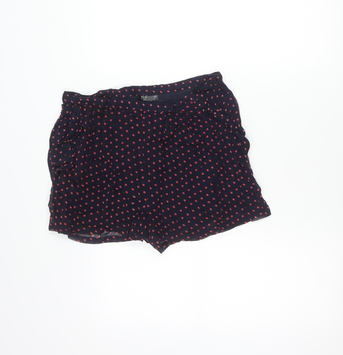 Topshop Womens Navy Blue Polka Dot Culotte Shorts Size 12