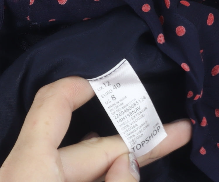 Topshop Womens Navy Blue Polka Dot Culotte Shorts Size 12