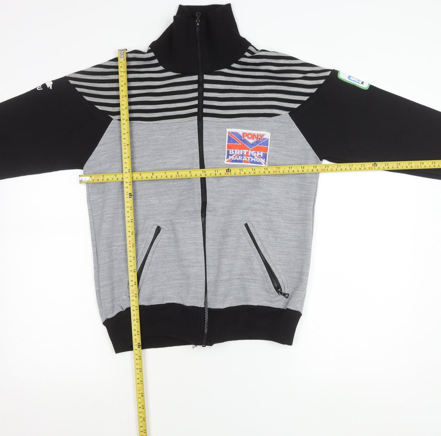 Karhu Unisex Grey Black Marathon Logo Track Jacket M Retro