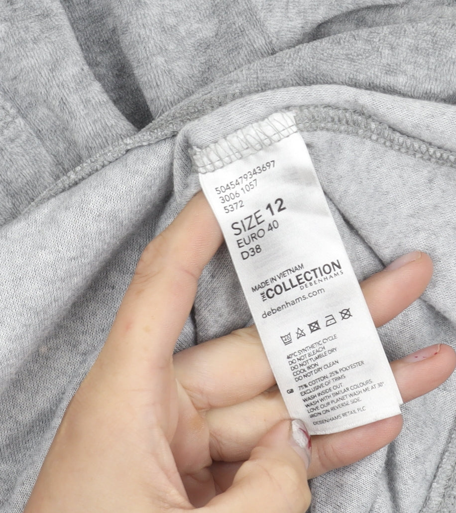 Debenhams Women’s Grey Cotton Blend Crew Neck Pullover Jumper Size 12