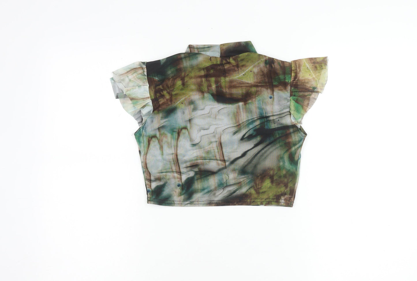 PrettyLittleThing Womens Multicoloured Mesh Cropped Blouse UK 10