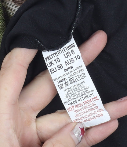 PrettyLittleThing Womens Multicoloured Mesh Cropped Blouse UK 10