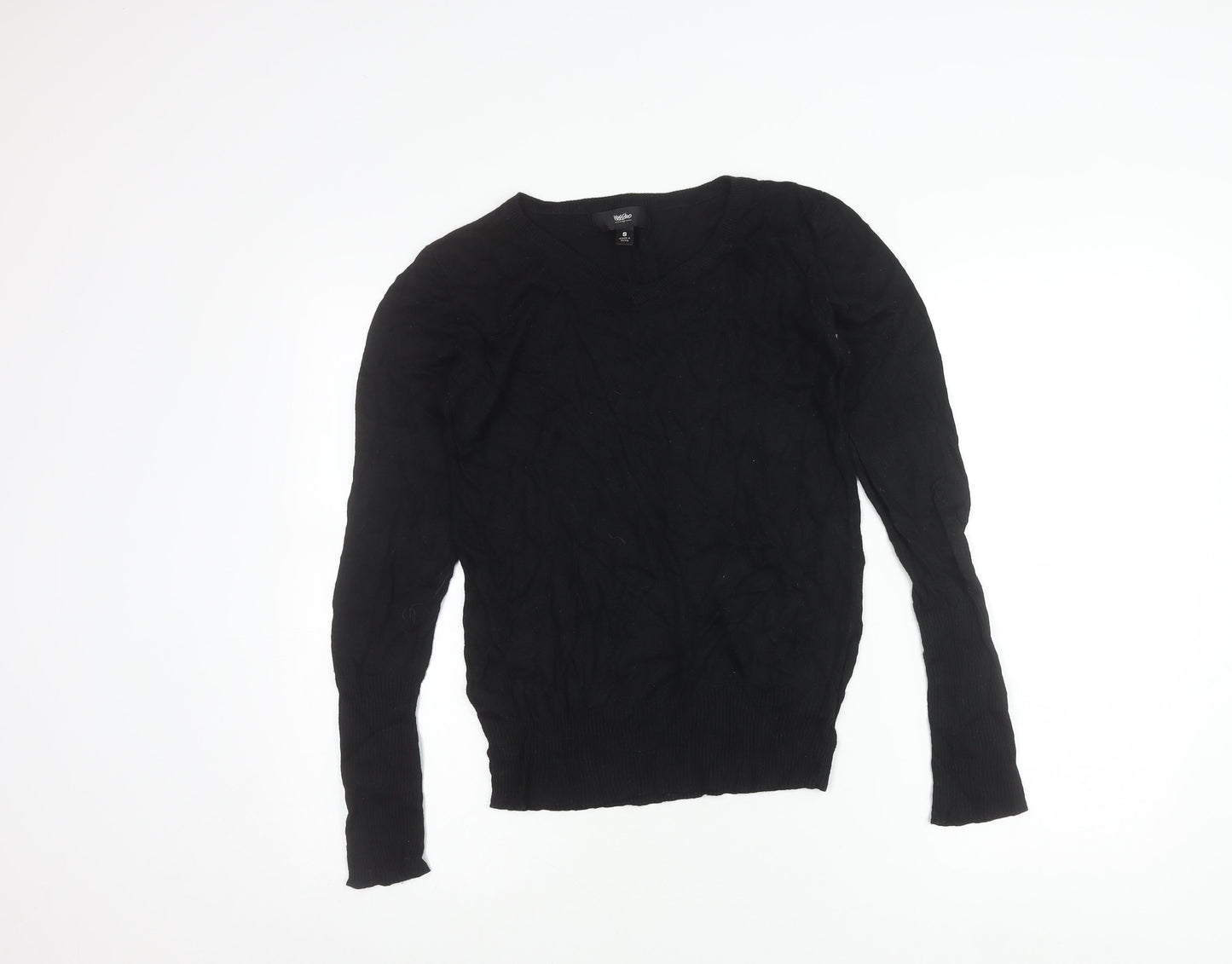 Volcano Womens Black V-Neck Pullover Jumper Size S Long Sleeve Knit