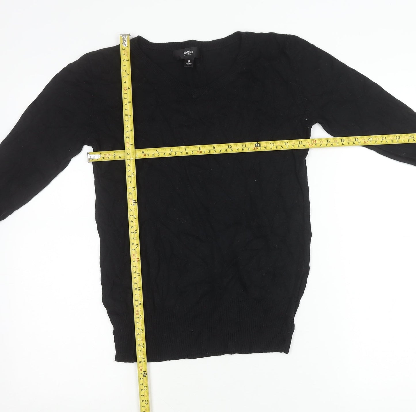 Volcano Womens Black V-Neck Pullover Jumper Size S Long Sleeve Knit