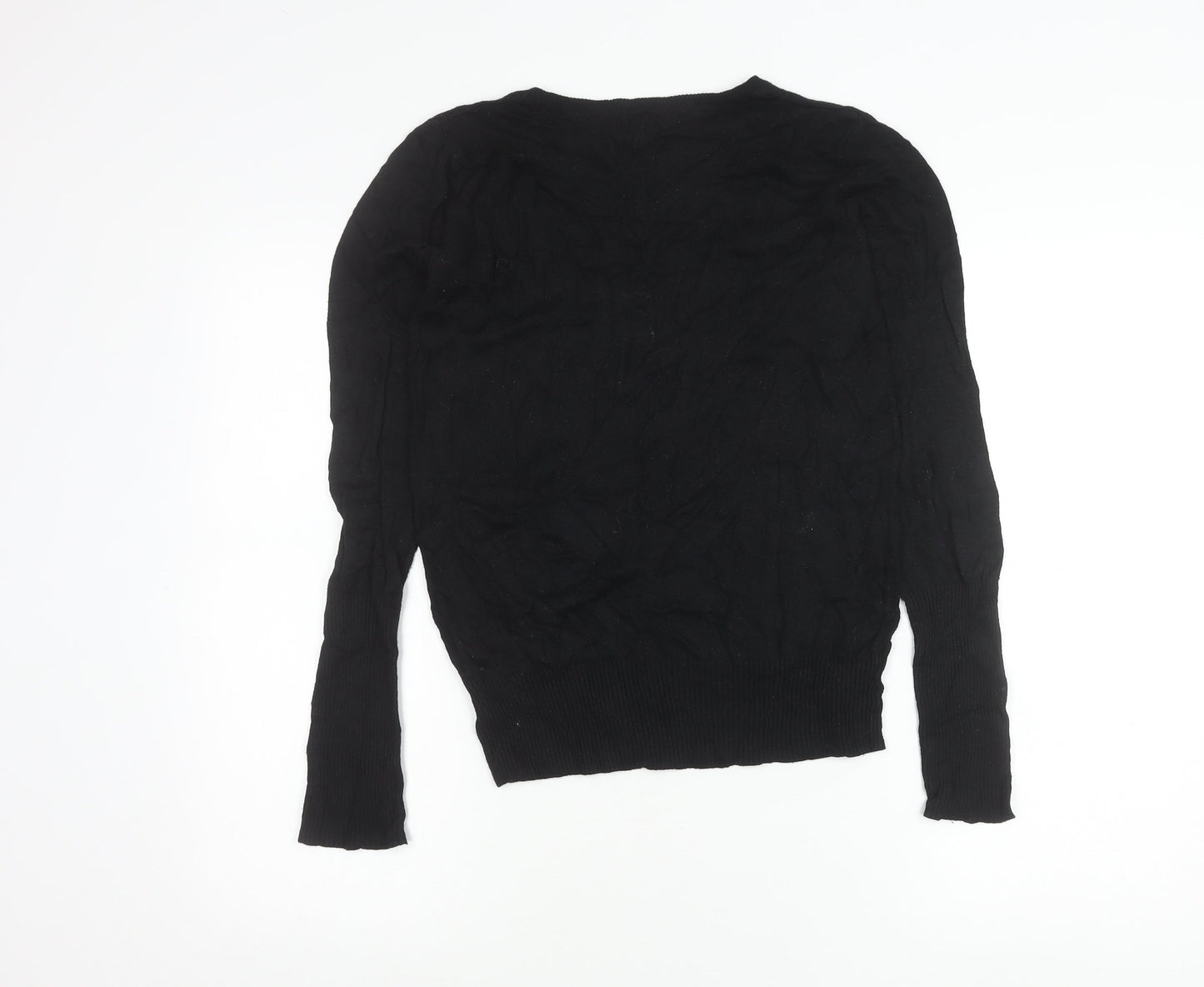 Volcano Womens Black V-Neck Pullover Jumper Size S Long Sleeve Knit
