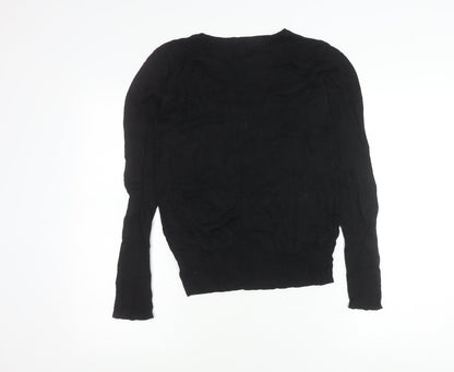 Volcano Womens Black V-Neck Pullover Jumper Size S Long Sleeve Knit