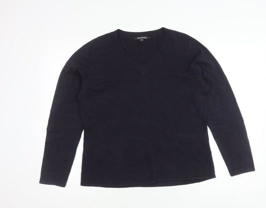 Bonmarché Women’s Blue XL V-Neck Acrylic Pullover Jumper