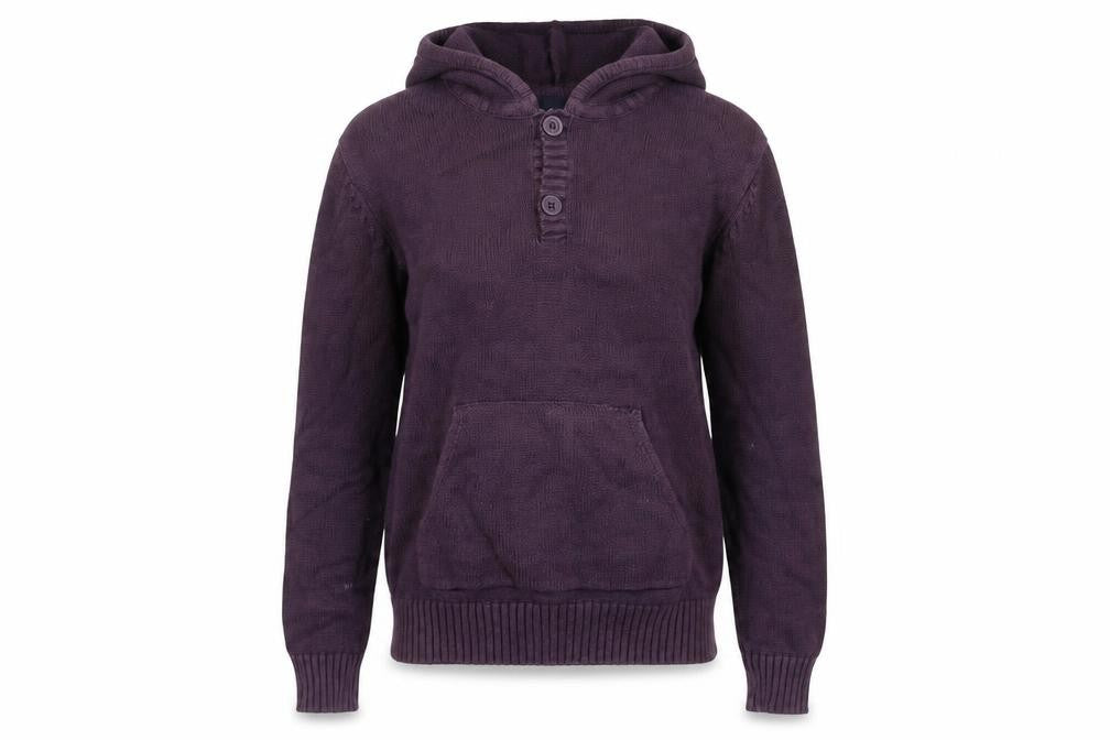 Womens UK Size S Cotton Traders Purple Henley Hoodie