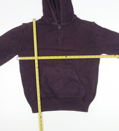 Cotton Traders Womens Purple Small Henley Hoodie 100% Cotton Knit