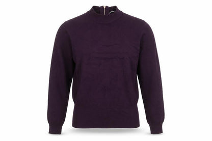 Front view of Linea Women’s Purple Mock Neck Full Zip Jumper, size S