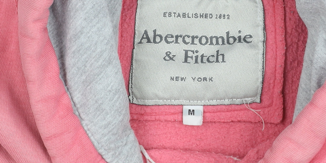 Abercrombie & Fitch Womens Pink Pullover Hoodie Medium Cotton Logo