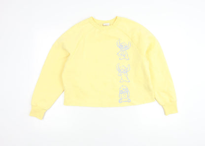 Womens UK Size 2XS Disney Yellow Pullover Sweatshirt