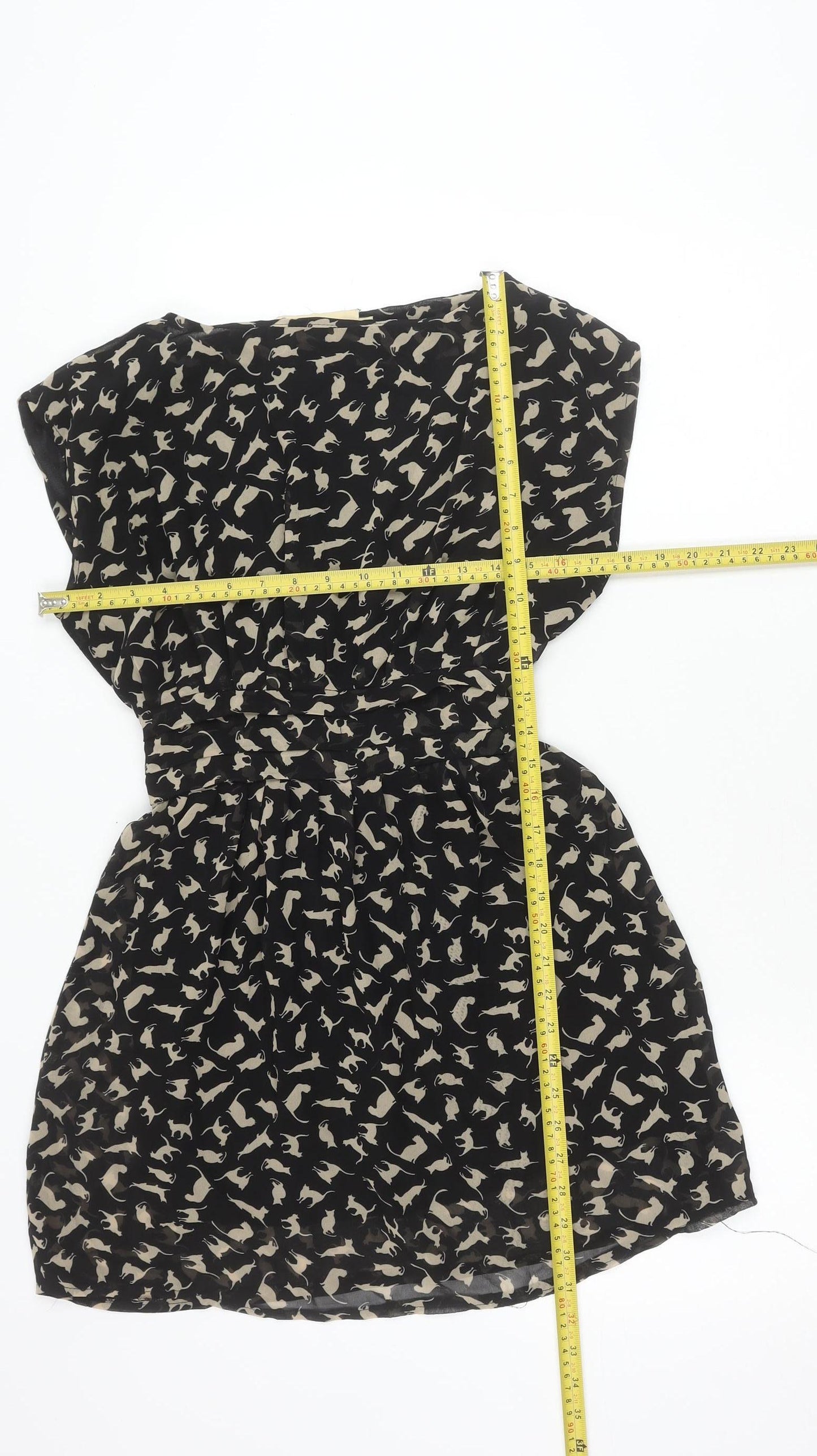 Lovestruck Women’s Black Cat Print Strapless Dress Size S