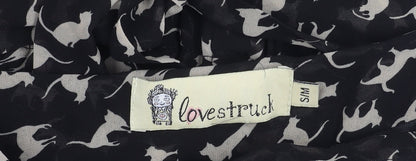 Lovestruck Women’s Black Cat Print Strapless Dress Size S