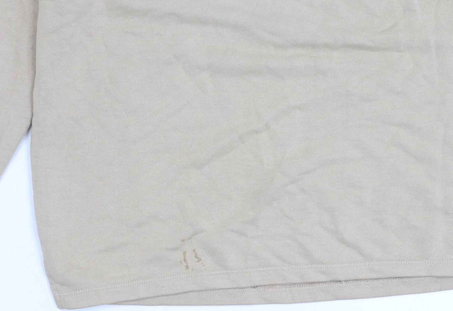 Mango Women Beige Cotton Blend Pullover Sweatshirt Size S