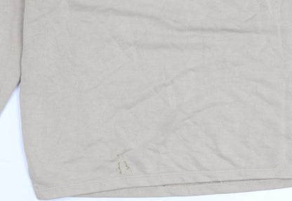 Mango Women Beige Cotton Blend Pullover Sweatshirt Size S