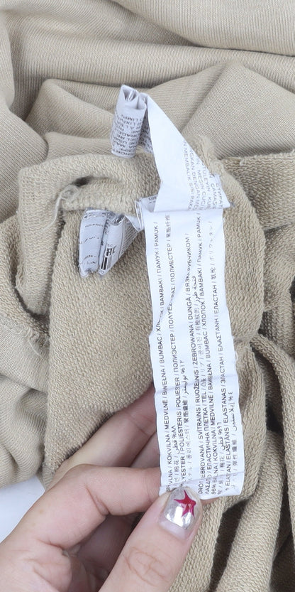 Mango Women Beige Cotton Blend Pullover Sweatshirt Size S