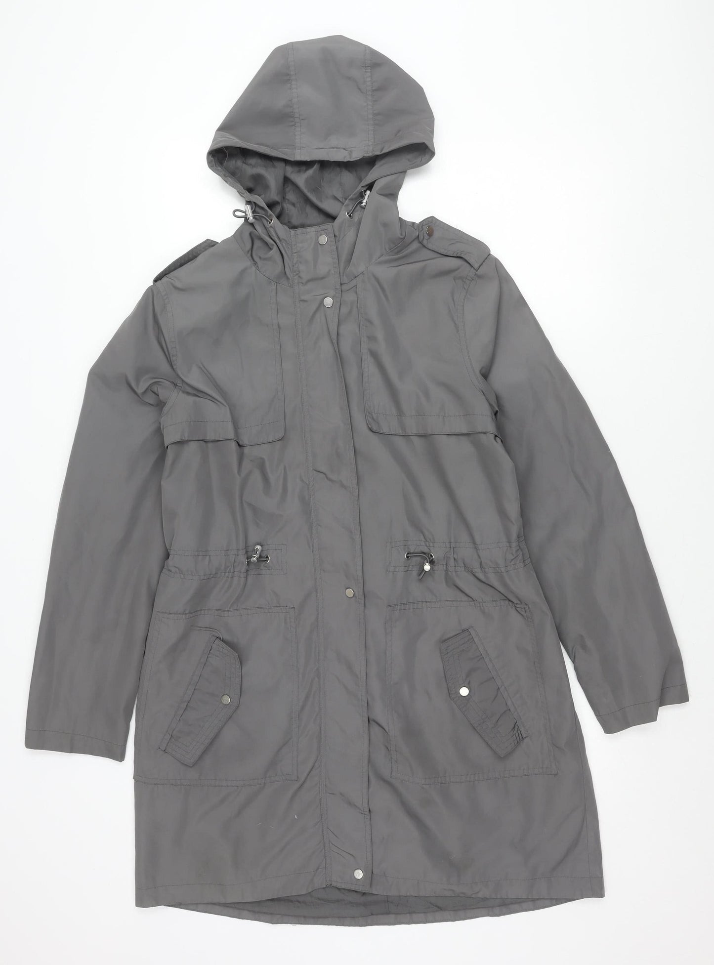 George Womens Grey Size 12 Parka Jacket Hooded Mid-Length
