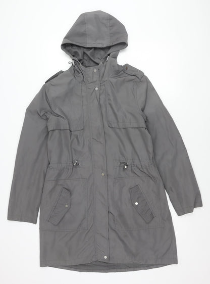 George Womens Grey Size 12 Parka Jacket Hooded Mid-Length