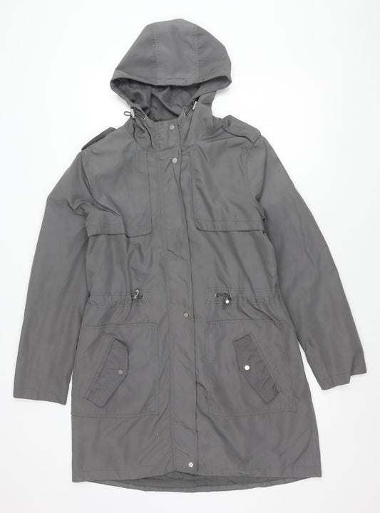 George Womens Grey Size 12 Parka Jacket Hooded Mid-Length