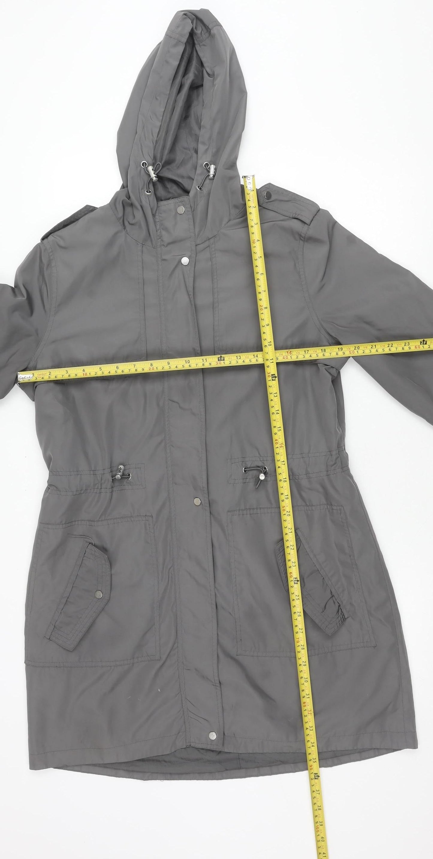George Womens Grey Size 12 Parka Jacket Hooded Mid-Length