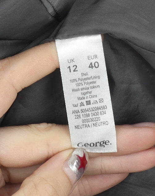 George Womens Grey Size 12 Parka Jacket Hooded Mid-Length