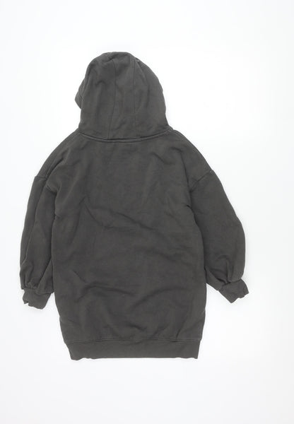Next Girls Black Animal Print Sequin Pullover Hoodie 8 Years