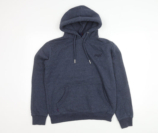 Superdry Men’s Blue Pullover Hoodie M Regular Fit Cotton Blend