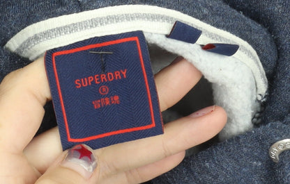 Superdry Men’s Blue Pullover Hoodie M Regular Fit Cotton Blend