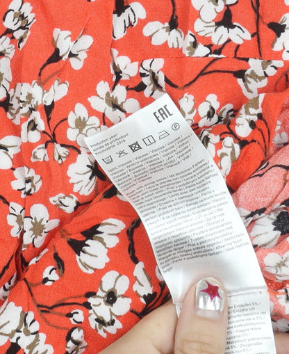 Vila Womens Red Floral Sleeveless Viscose Blouse Size 8