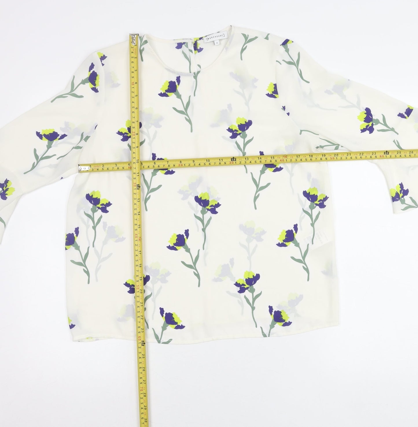 Womens UK Size 12 Warehouse Ivory Tunic Blouse