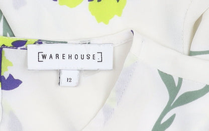 Womens UK Size 12 Warehouse Ivory Tunic Blouse