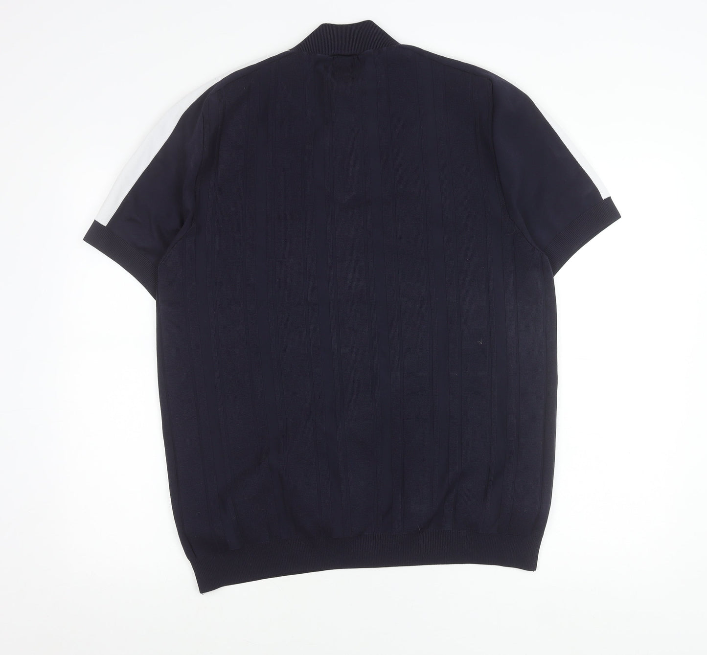 River Island Men’s 2XL Blue Striped Knit Half Zip T-Shirt