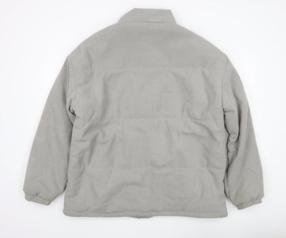 Shein Men Grey XL Puffer Jacket Polyester Corduroy Winter Coat